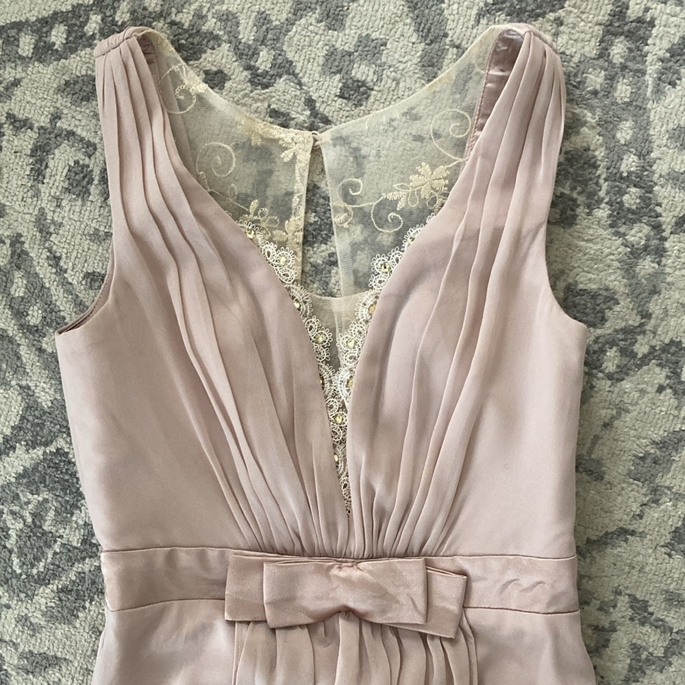 Alisa Pan Dusty Blush Sleeveless Lace Back Bow Dress